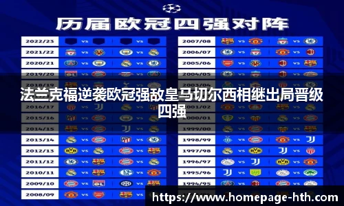 法兰克福逆袭欧冠强敌皇马切尔西相继出局晋级四强